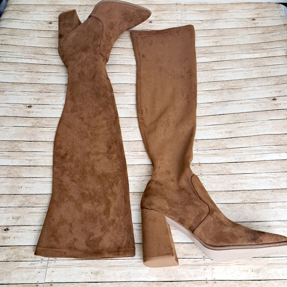 Steve Madden Women's Tava Brown Faux Suade Over The Knee